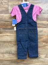 NEW Ms Rachel 3pc Shirt & Overall Set Pink sz 18m