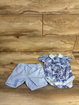 Children's Place 2pc Polo Bodysuit & Shorts Set Blue sz 0-3m