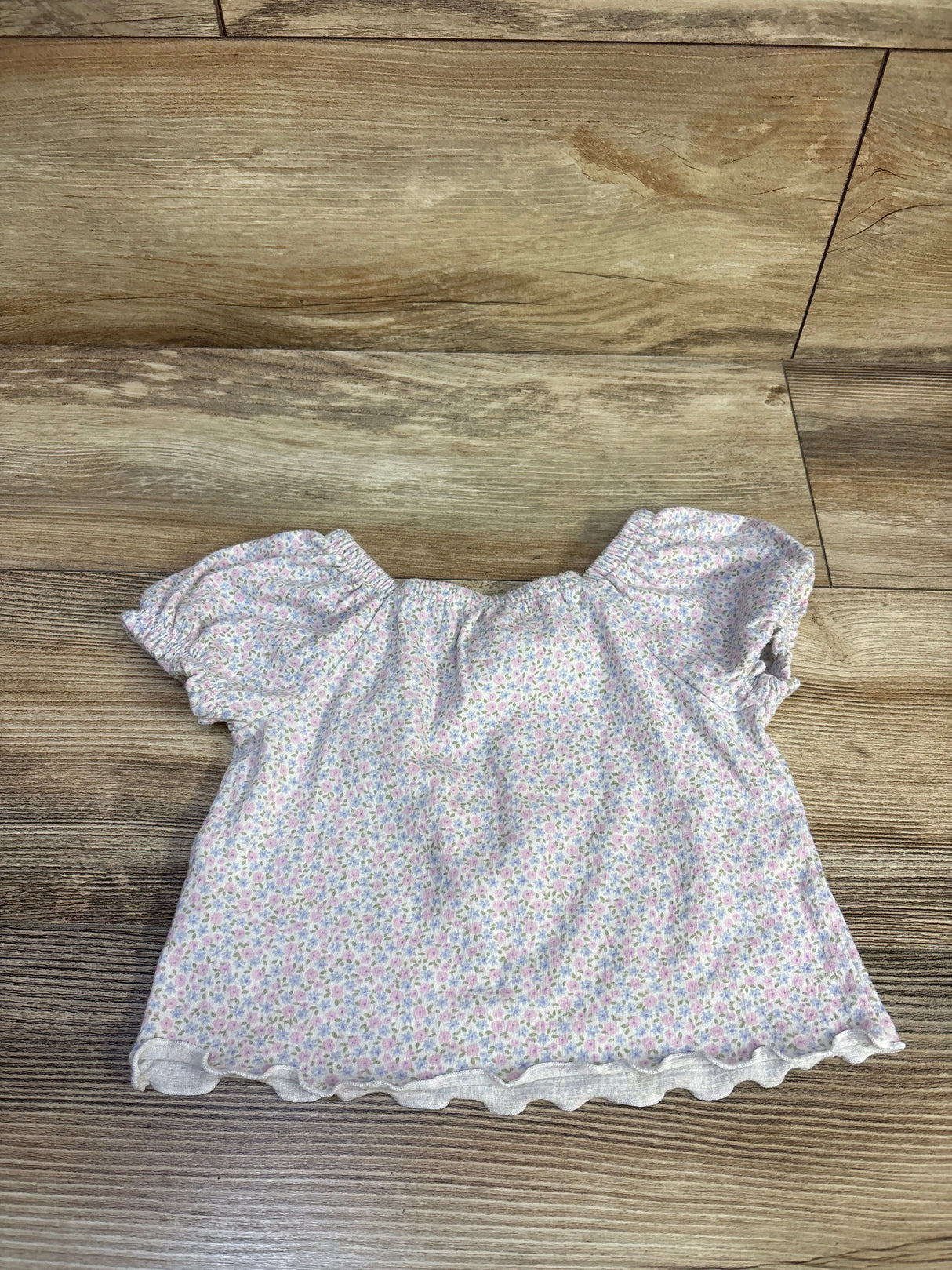 Cat & Jack Floral Puff Sleeve Shirt White sz 18m