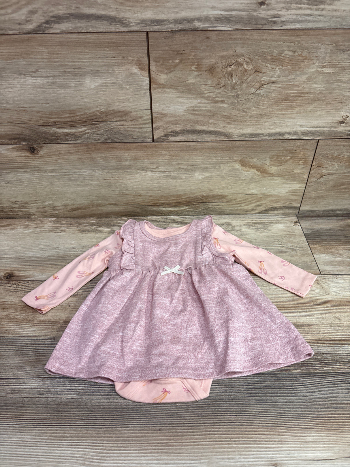 Rene Rofe 2pc Long Sleeve Bodysuit & Sleeveless Dress Set Pink sz 3-6m