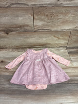Rene Rofe 2pc Long Sleeve Bodysuit & Sleeveless Dress Set Pink sz 3-6m