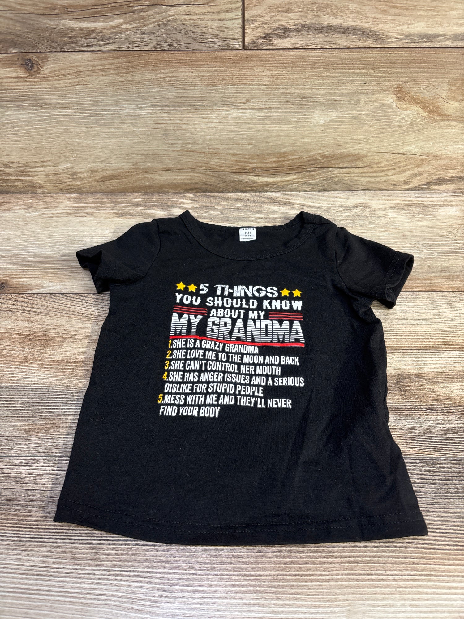 Shein Graphic Shirt Black sz 2-3T