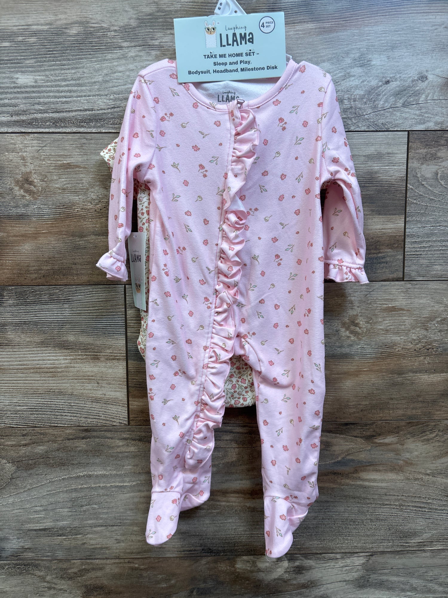 NEW Laughing Llama 4pc Take Me Home Layette Set Pink sz 6m