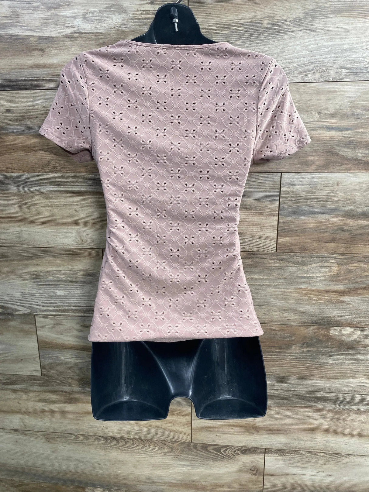 Shein Maternity Pink Eyelet Embroidered Front Tie Tee sz Large - Me 'n Mommy To Be