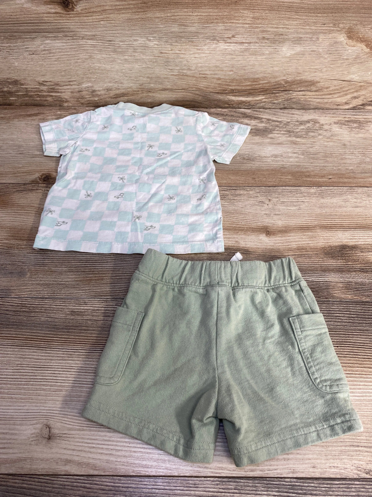 Carter's 2pc Checkered Shirt & Shorts Green sz 12m