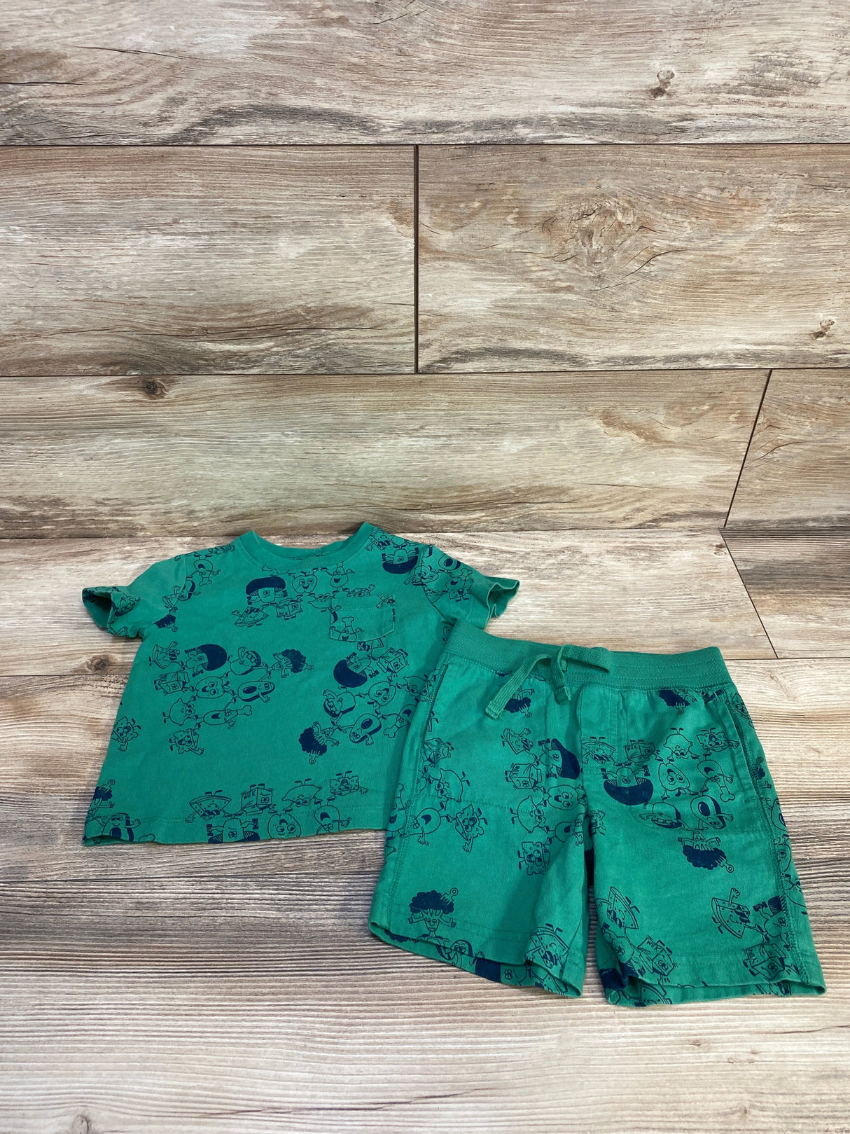 Baby Gap 2pc Food Print Shirt & Shorts Green sz 18-24m