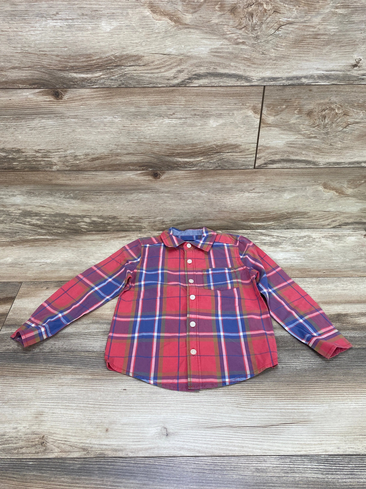 Oshkosh Plaid Button-Up Shirt Red sz 4T