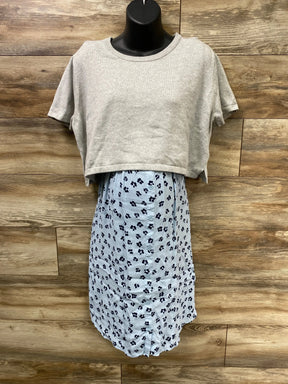 Seraphine 2 in 1 Maternity & Nursing Dress Grey/Blue sz Large - Me n Mommy To Be