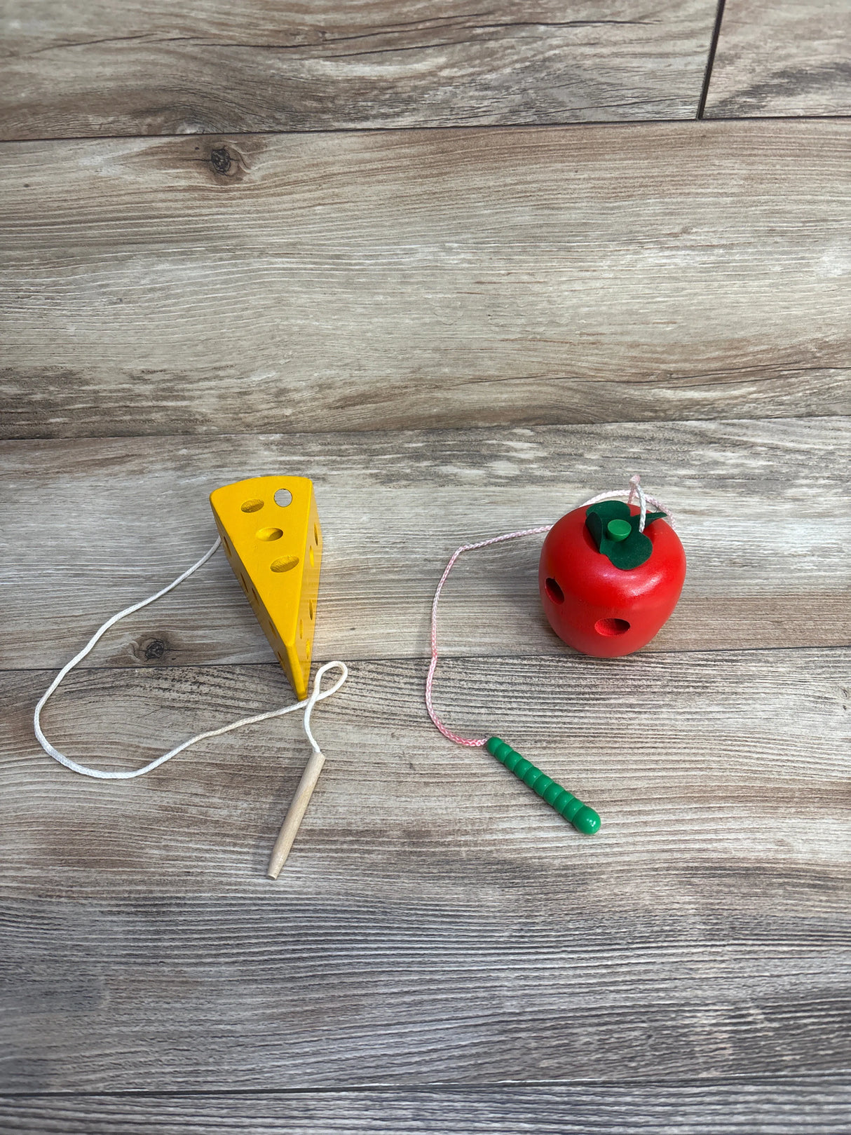Early Development Montessori Wooden Lacing Apple & Cheese Toy - Me n Mommy To Be