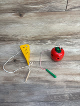 Early Development Montessori Wooden Lacing Apple & Cheese Toy - Me n Mommy To Be