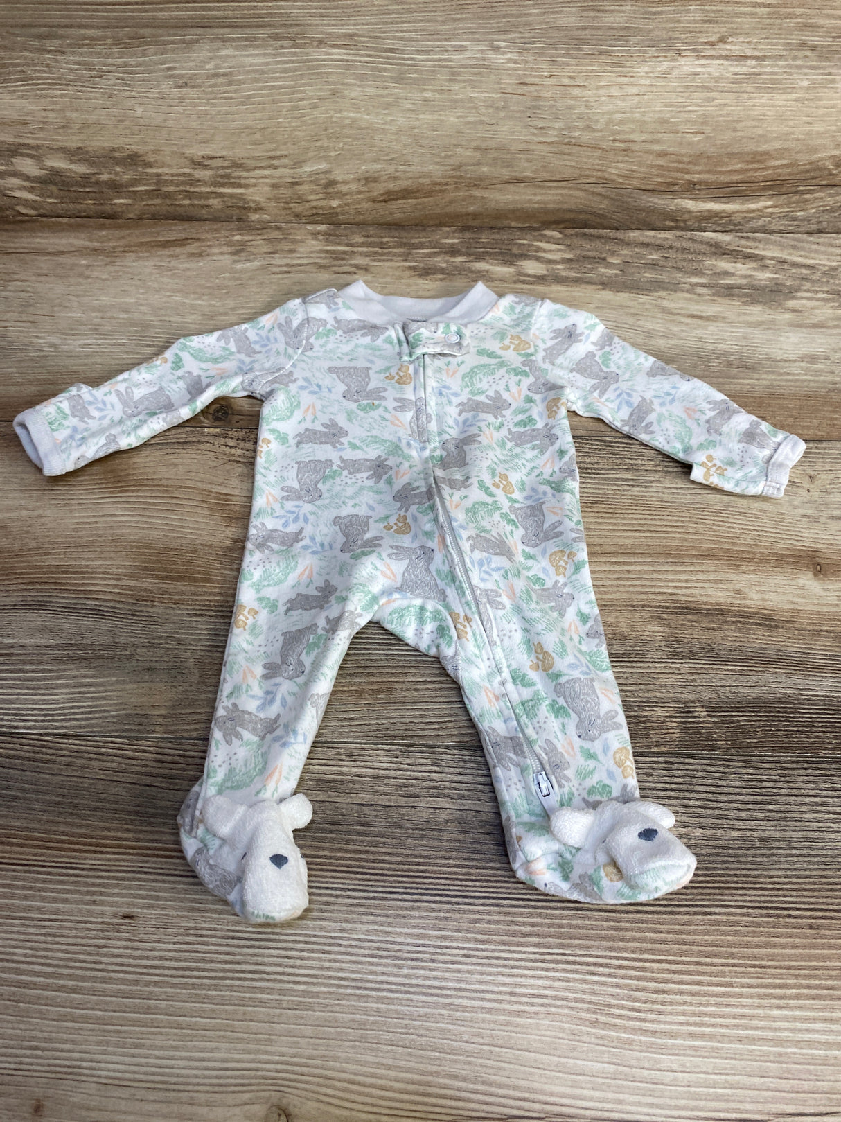 Child Of Mine Bunny Print Sleeper White sz Preemie