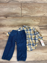 NEW Just One You 2pc Plaid Bodysuit & Cord Bottoms Set Yellow sz 12m