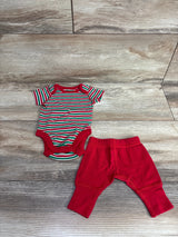 Moon & Back Christmas Striped Bodysuit & Bottoms White sz Preemie
