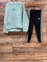Adidas 2pc Sherpa Pull Over Hoodie & Pants Blue sz 5T