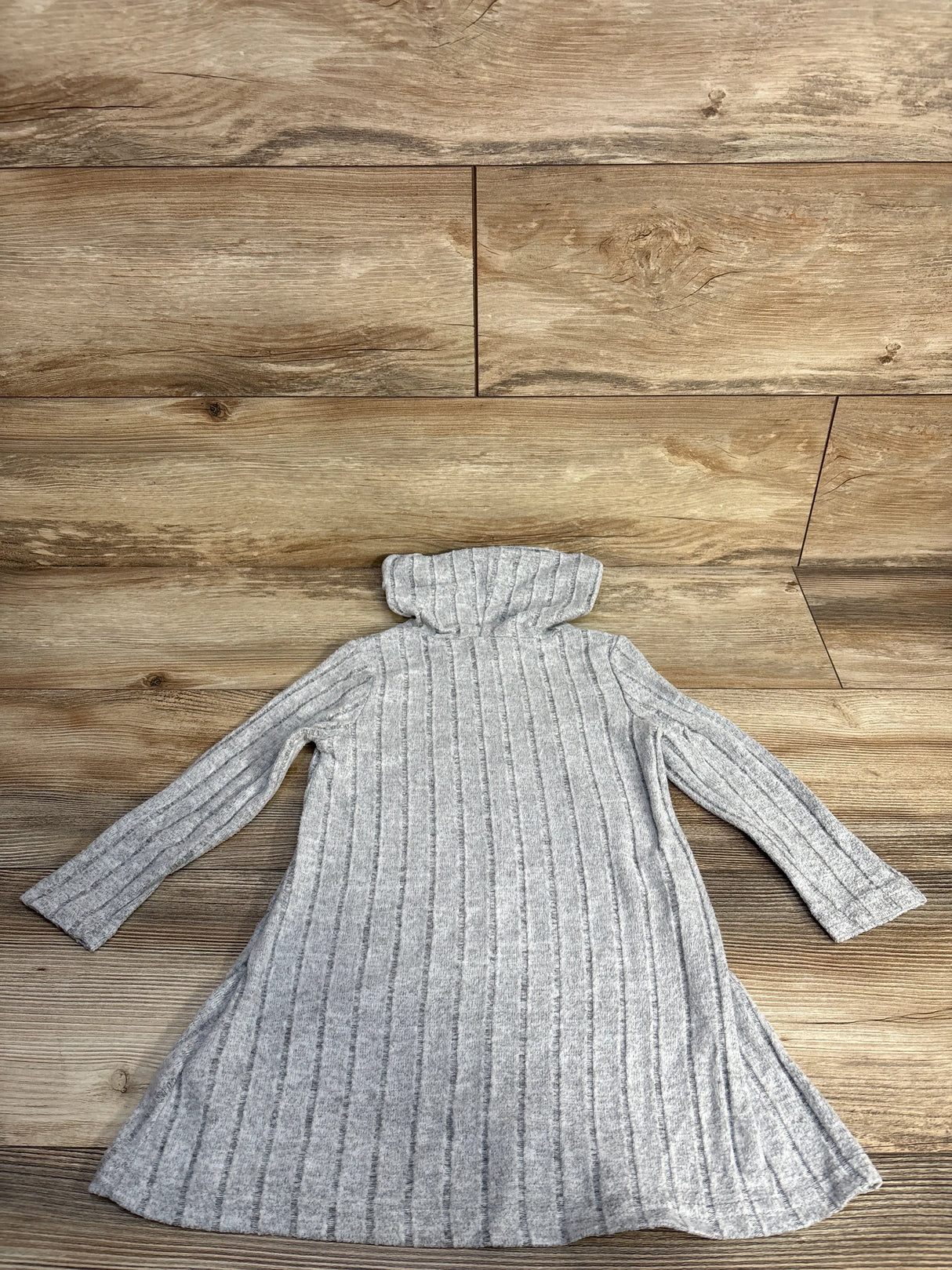 Shein Cartoon Cat Face Print Sweater Knit Hooded Dress Grey sz 4T