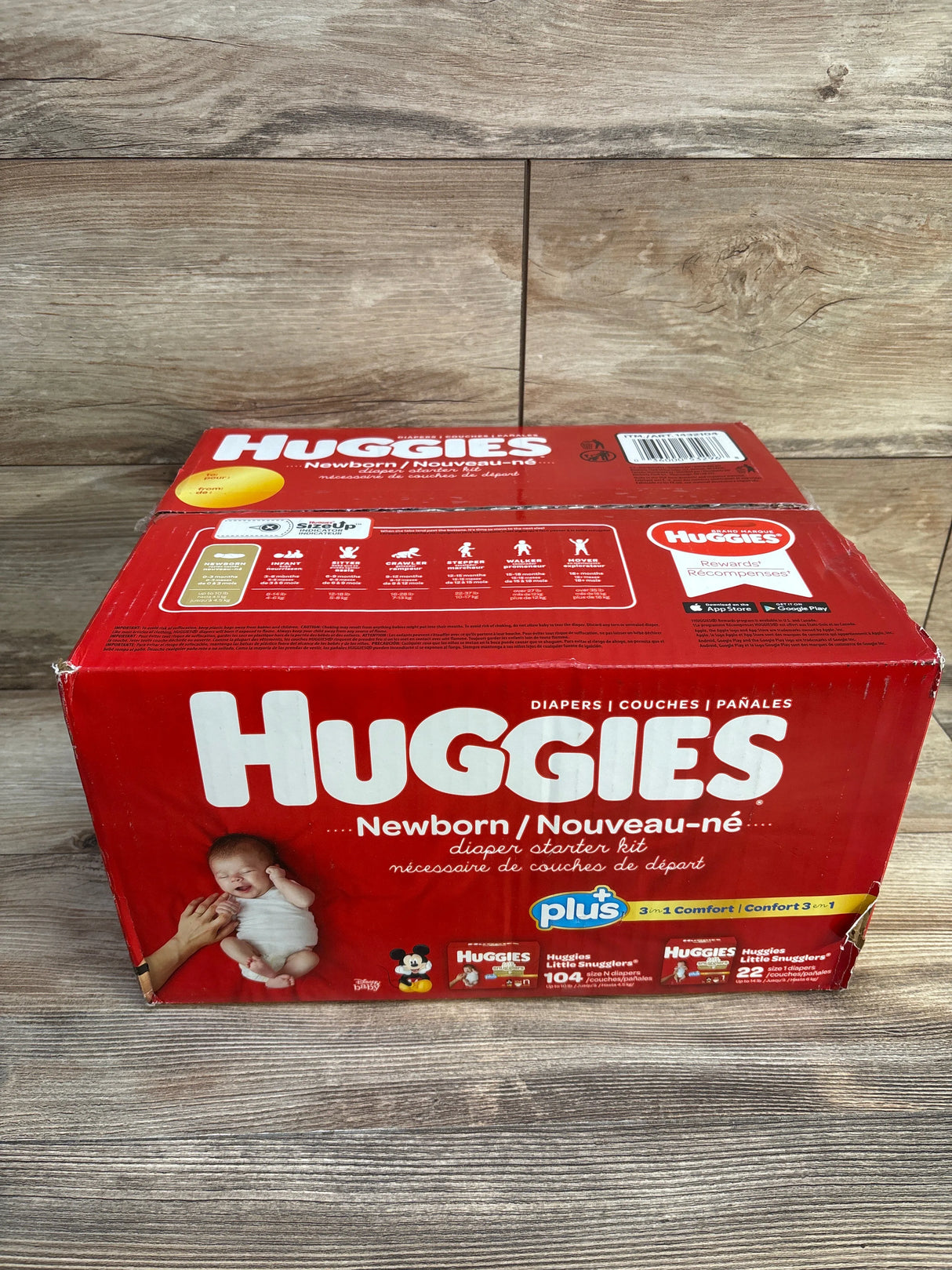 NEW Box of Huggies Little Snugglers Plus Diapers 126ct. Size Newborn + One - Me n Mommy To Be