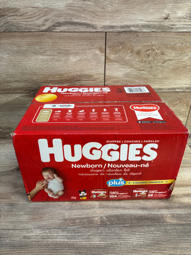 NEW Box of Huggies Little Snugglers Plus Diapers 126ct. Size Newborn + One - Me n Mommy To Be