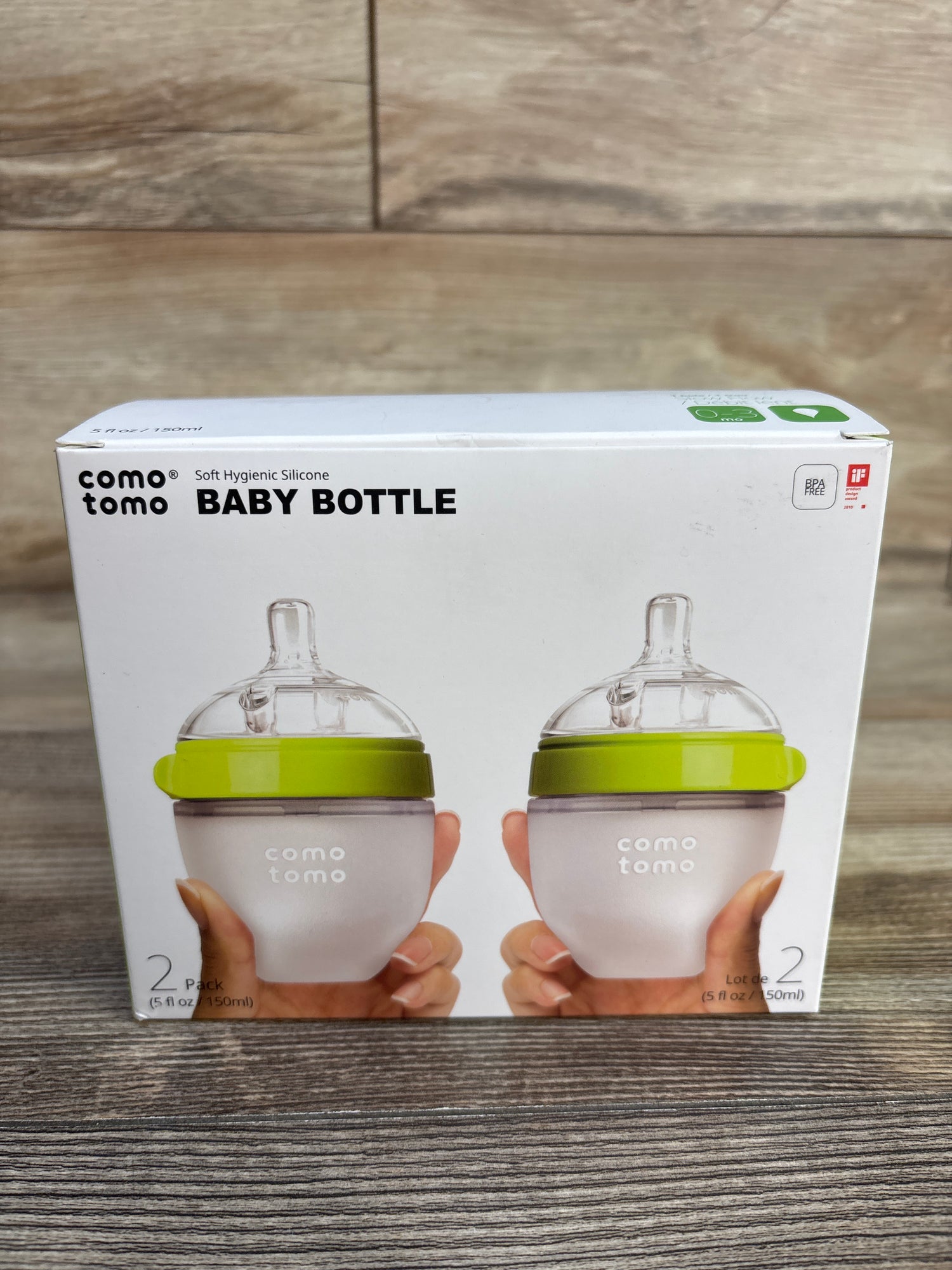 NEW Comotomo 2Pk Baby Bottle Set, 5oz. Green