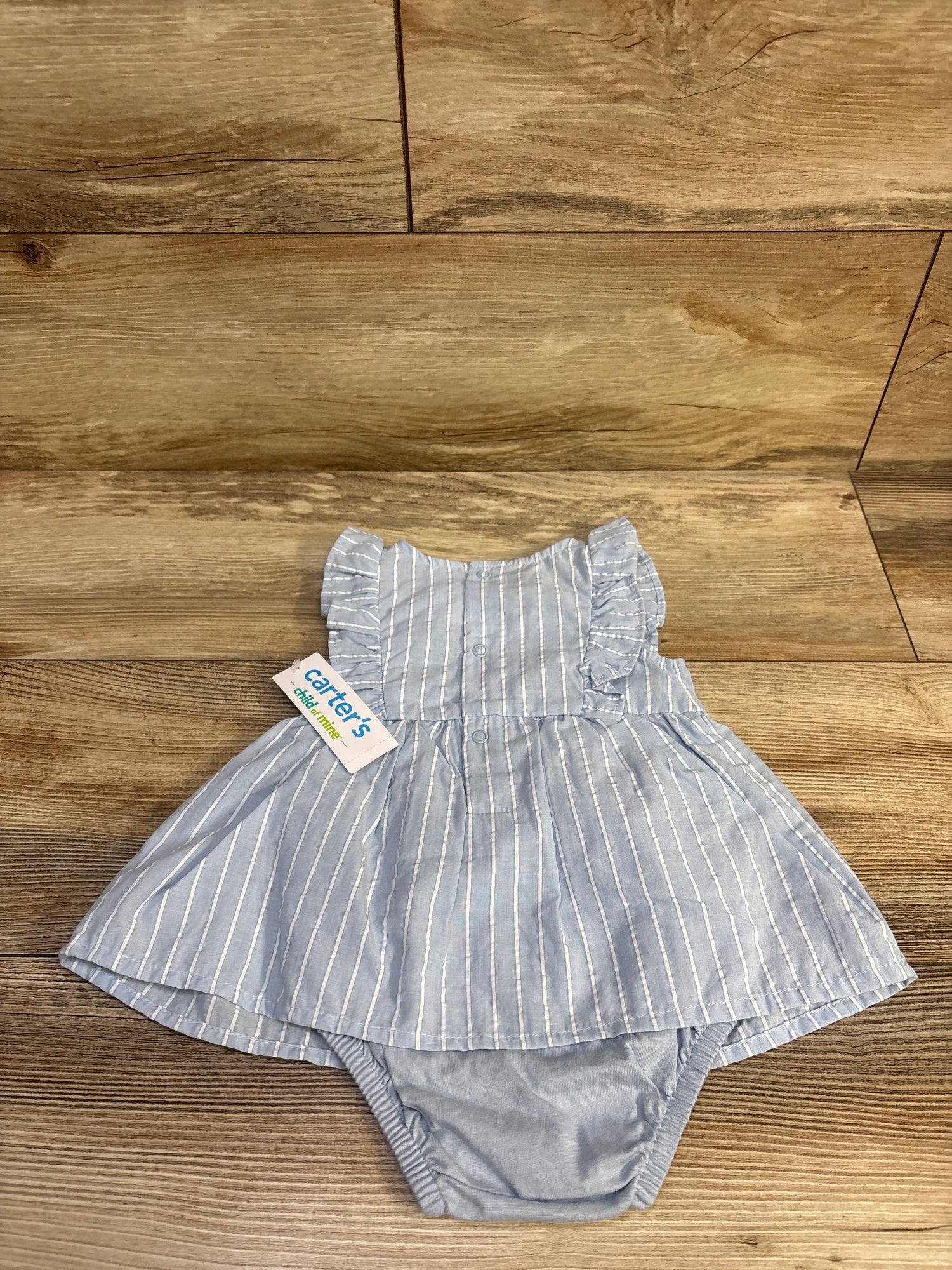 NEW Child Of Mine Striped Bodysuit Dress Blue sz 6-9m