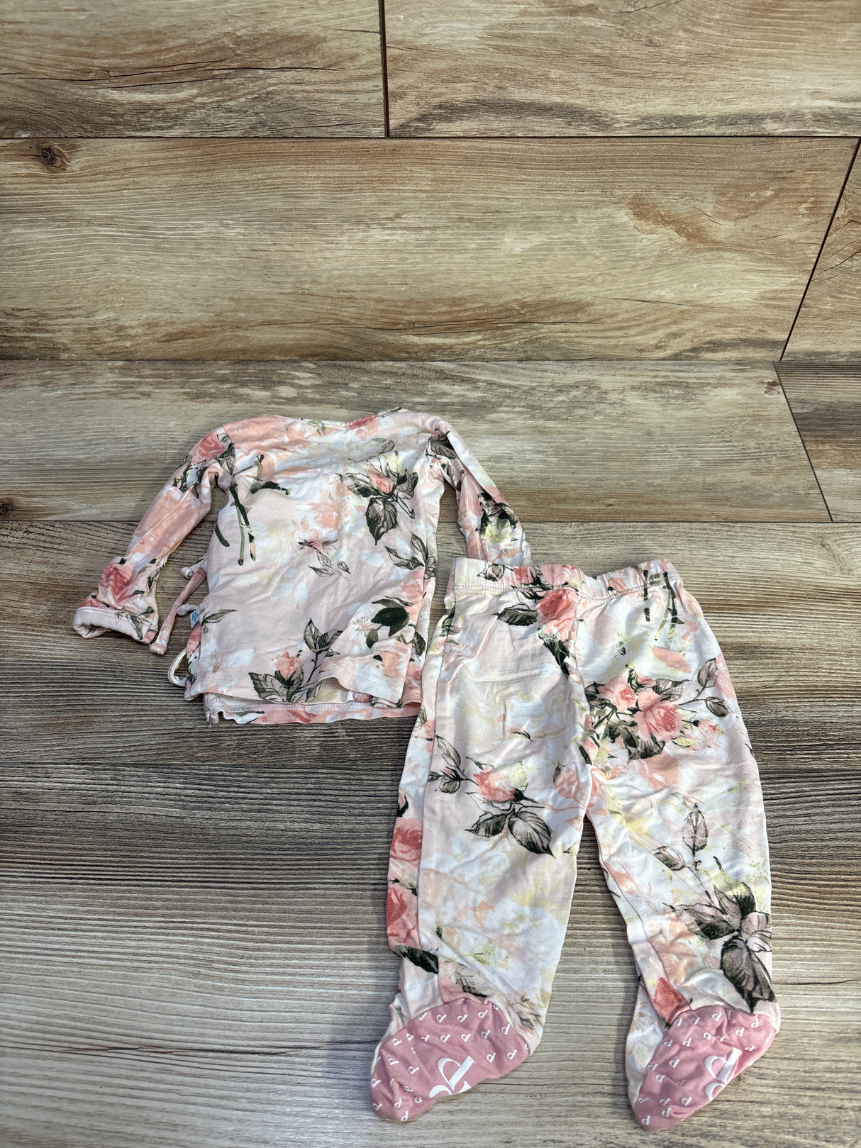 Posh P. 2pc Bamboo Kimono Top & Footed Leggings in Pink Rose sz 0-3m