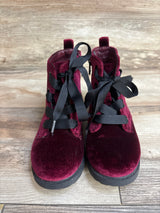 Cat & Jack Giovanna Crushed Velvet Lace-Up Combat Boots Red sz 11c