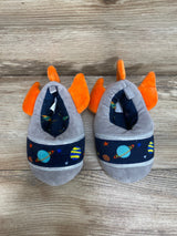 Wonder Nation Toddler Boys Plush Gray Outer Space Rocket Ship Slippers