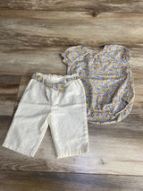 Oshkosh 2pc Floral Bodysuit & Pants White sz 9m