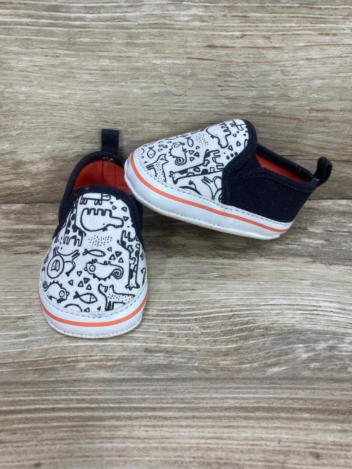 Infant Soft Sole Crib Shoes Canvas Animal Print Sz 2c