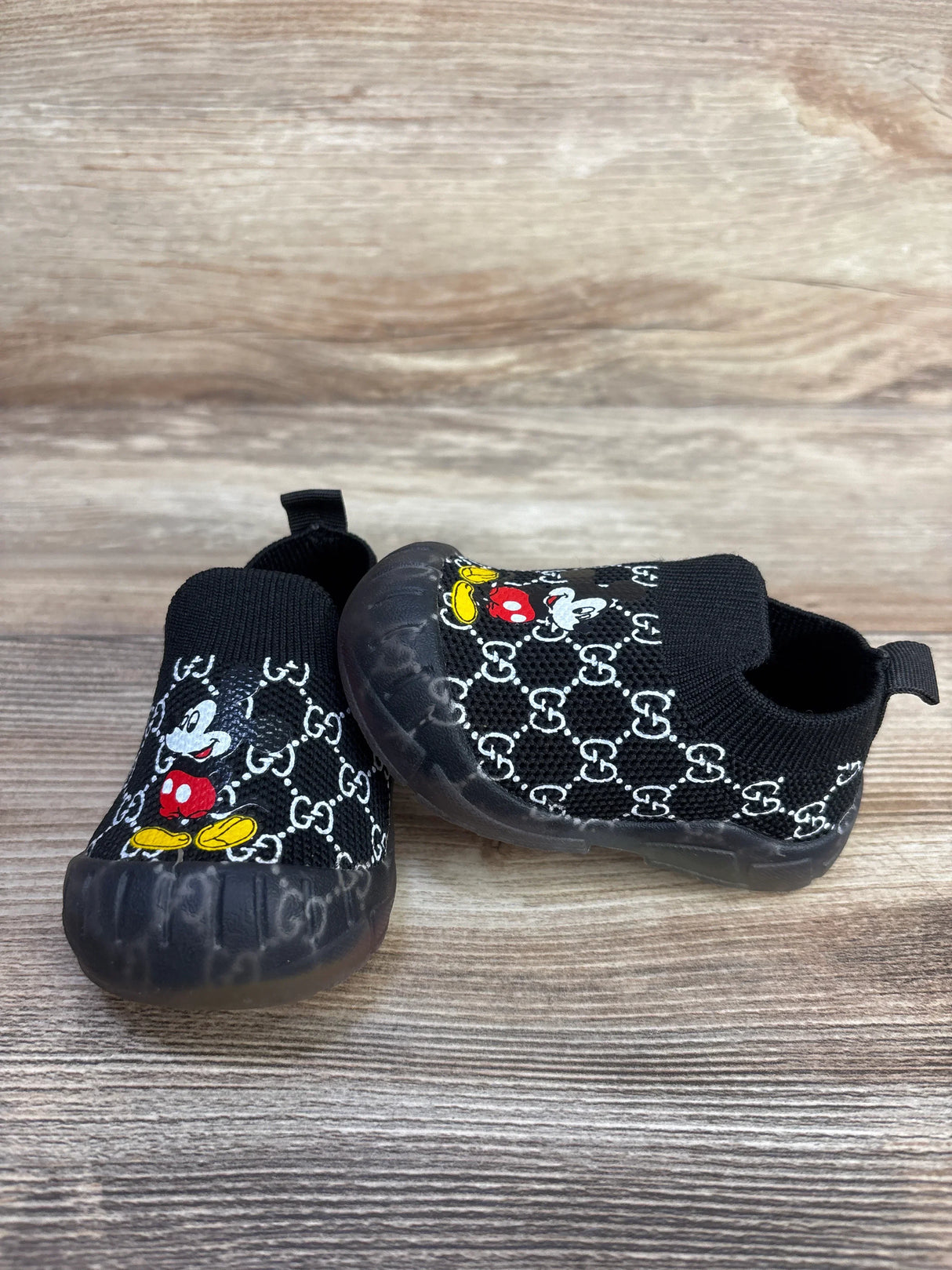 Faux Gucci Mickey Mouse Sock Shoes Black sz 2/3c