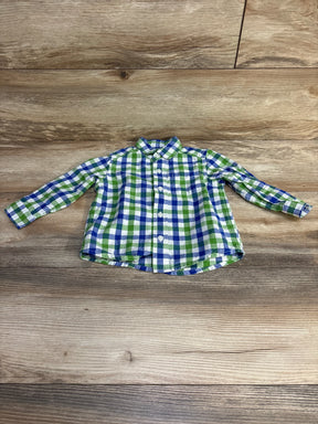 Children's Place Plaid Button Up Shirt Green sz 12-18m - Me n Mommy To Be