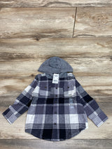 NEW Oshkosh Hooded Flannel Black/Grey Shirt sz 3T