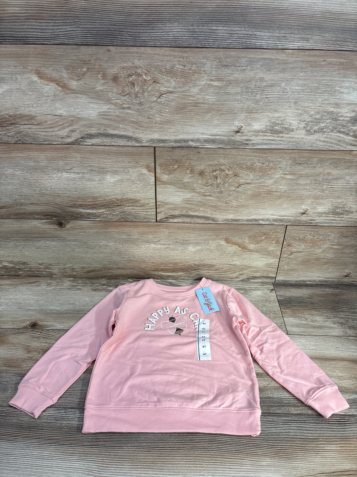 Cat & Jack Happy As Can Bee Pull Over Sweater Pink sz 4T