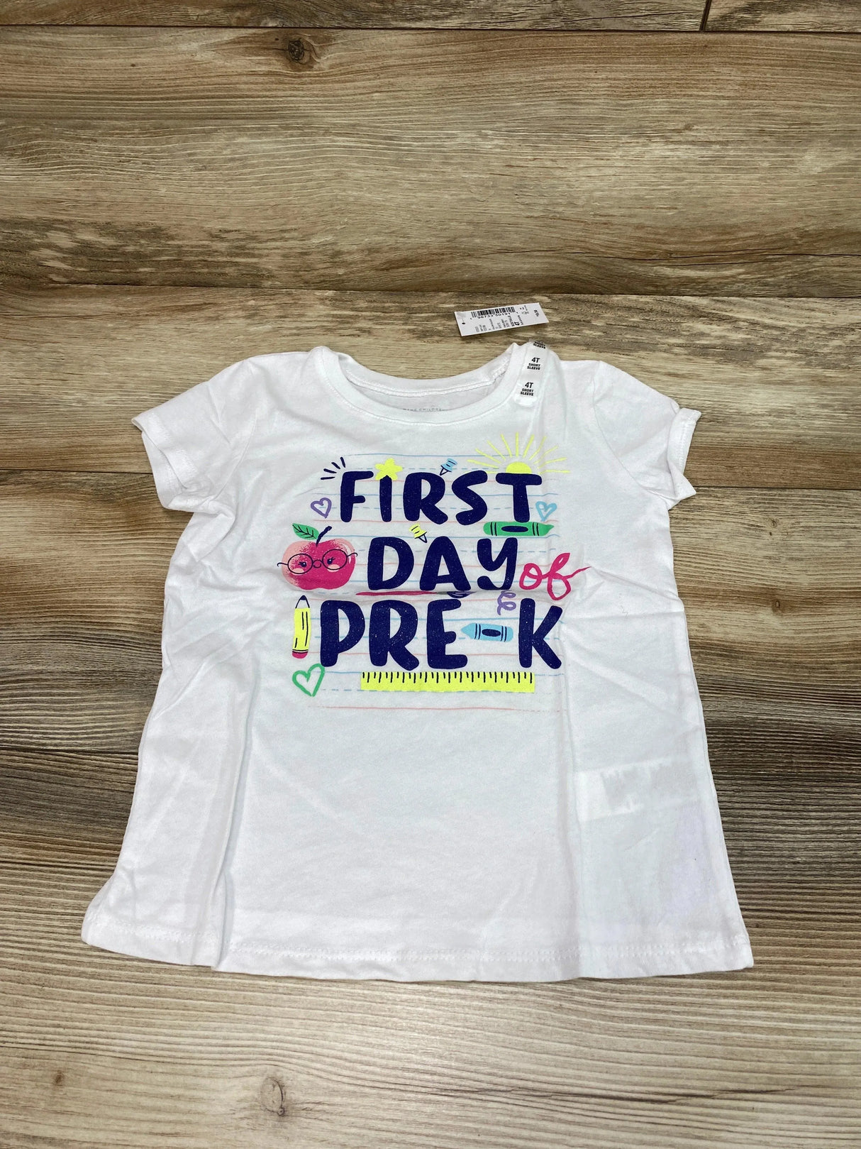 NEW Children's Place First Day Of Pre-K Shirt White sz 4T - Me 'n Mommy To Be