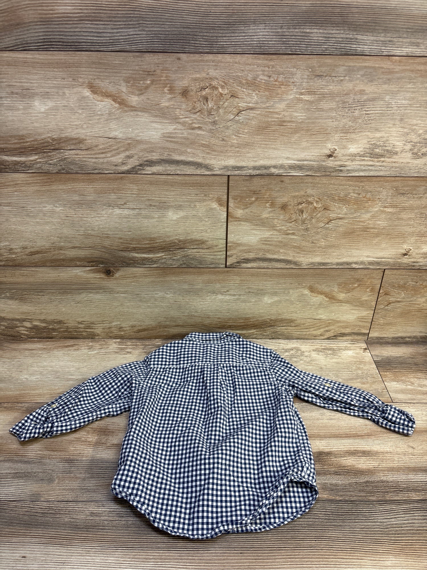 Baby Gap Gingham Long Sleeve Button-Down Shirt Blue sz 2T
