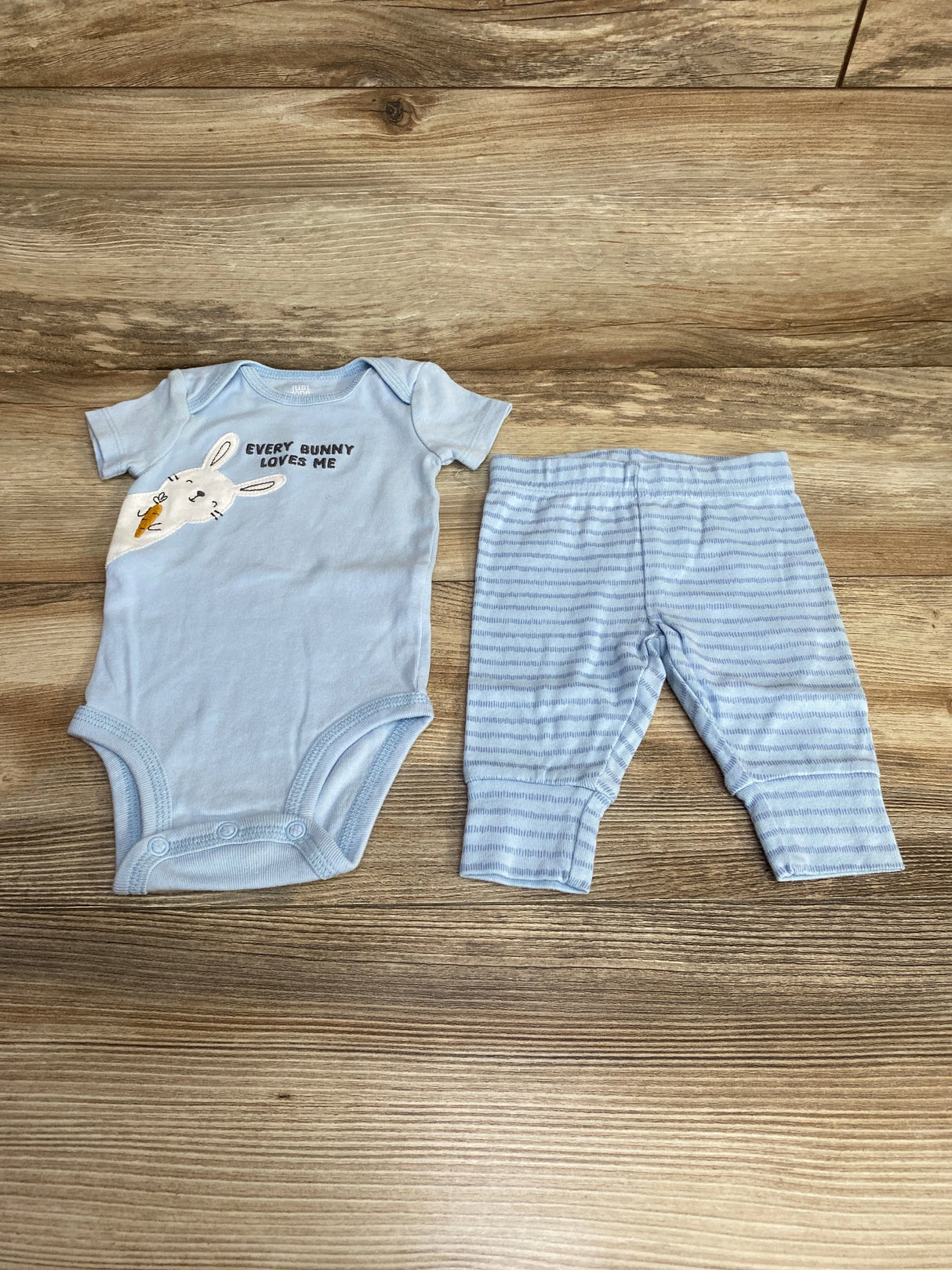 Just One You 2pc Every Bunny Loves Me Bodysuit & Pants Blue sz 3m