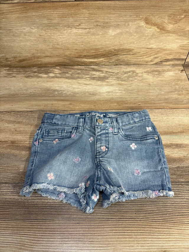 Cat & Jack Embroidered Denim Shorts Blue sz 4T - Me n Mommy To Be