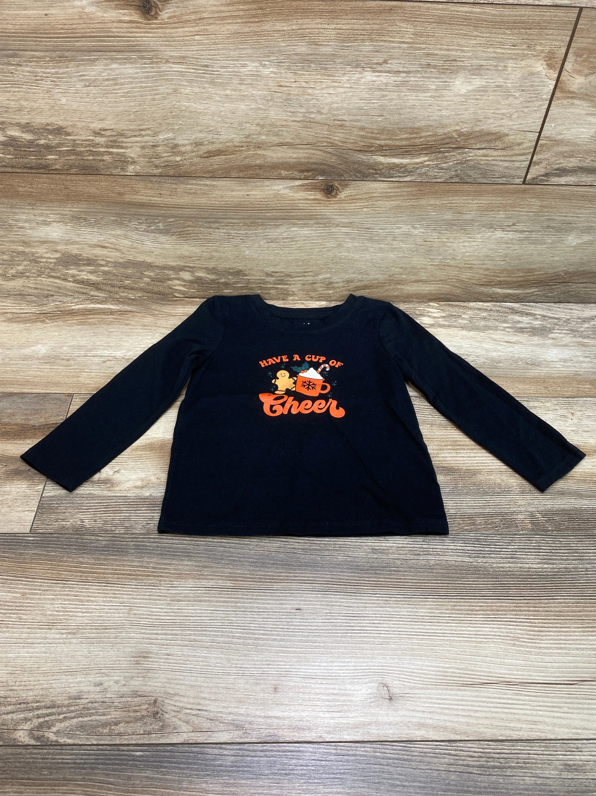 Cat & Jack Have A Cup Of Cheer Shirt Black sz 3T