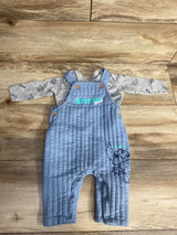 Disney Baby 2pc Ribbed Stitch Overalls & Shirt Grey sz 3-6m