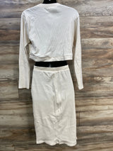 Isabel Maternity 2pc Set Ribbed Cream sz Medium