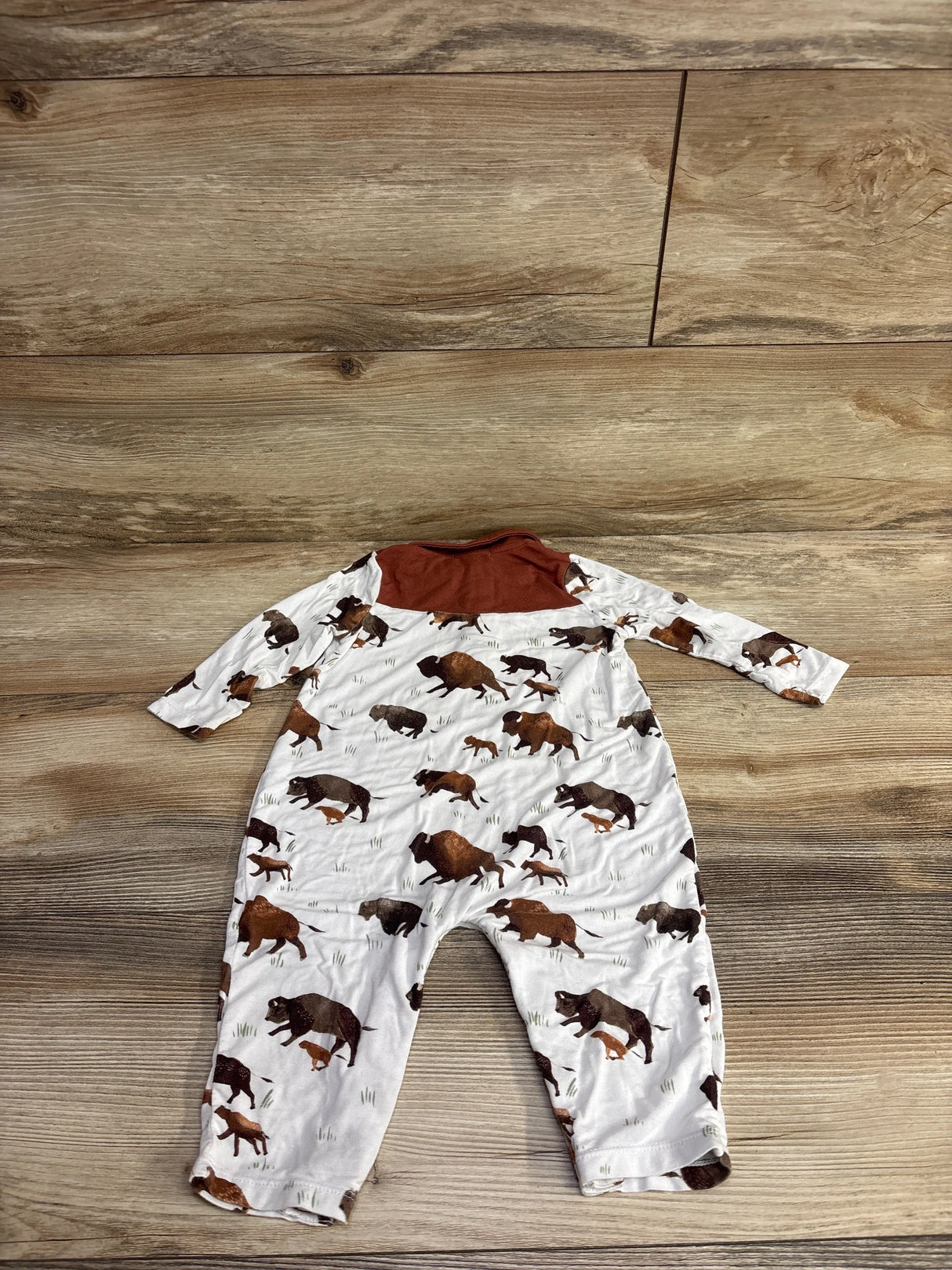 Angel Dear Collared Coverall Bison Print sz 6-12m