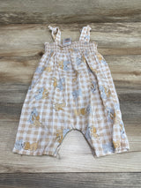 Disney Baby Gingham Smocked Romper Brown sz 6-9m