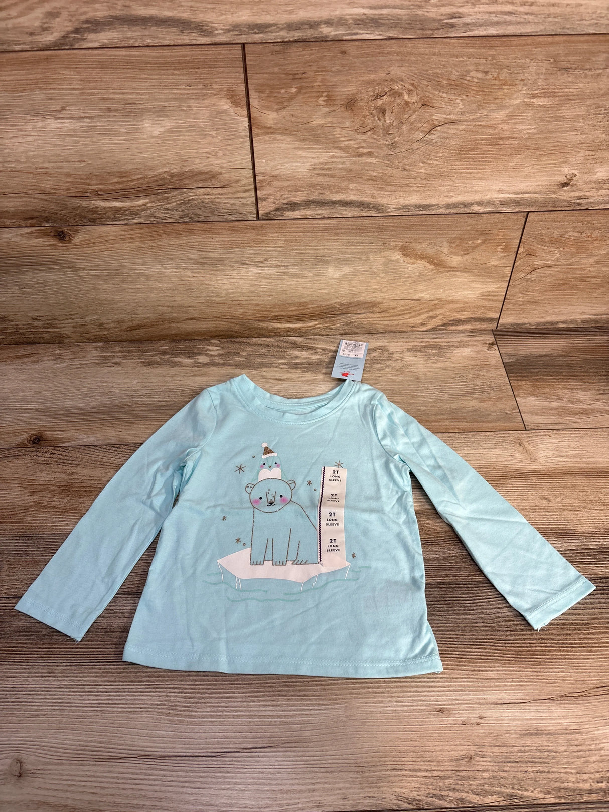 NEW Cat & Jack Winter Polar Bear Print Long Sleeve Shirt Blue sz 2T