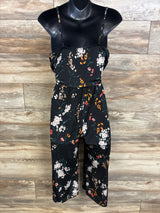 Kaileigh Maternity Sleeveless Floral Jumpsuit Black sz Medium