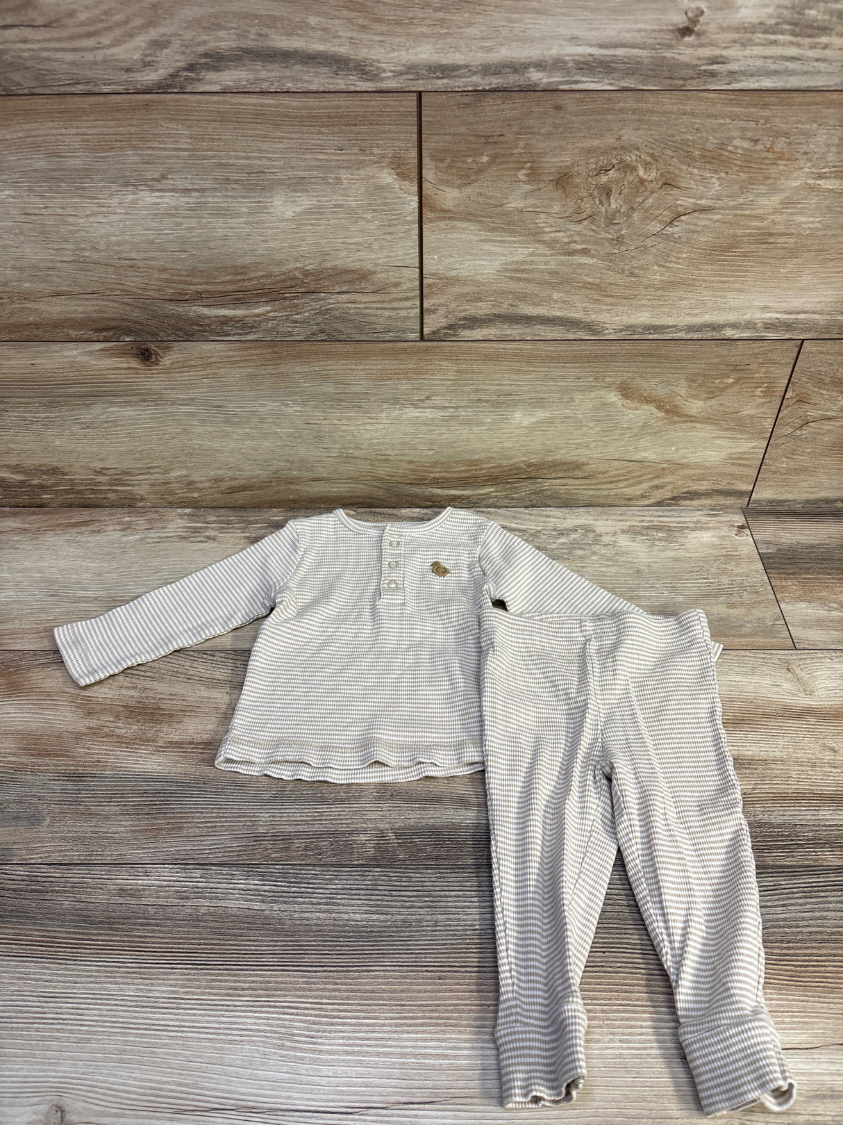 Carter's 2pc Ribbed Henley Shirt & Pants Beige sz 12m