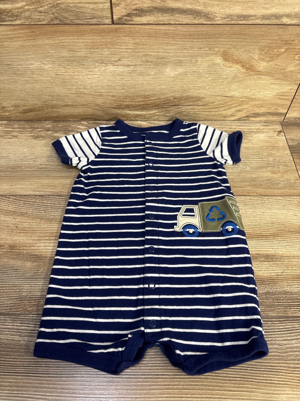 Carter's Striped Button Front Shortie Romper Navy sz 12m