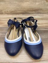 NEW Janie & Jack Bow Strap Pieced Ballet Flats Navy sz 10c