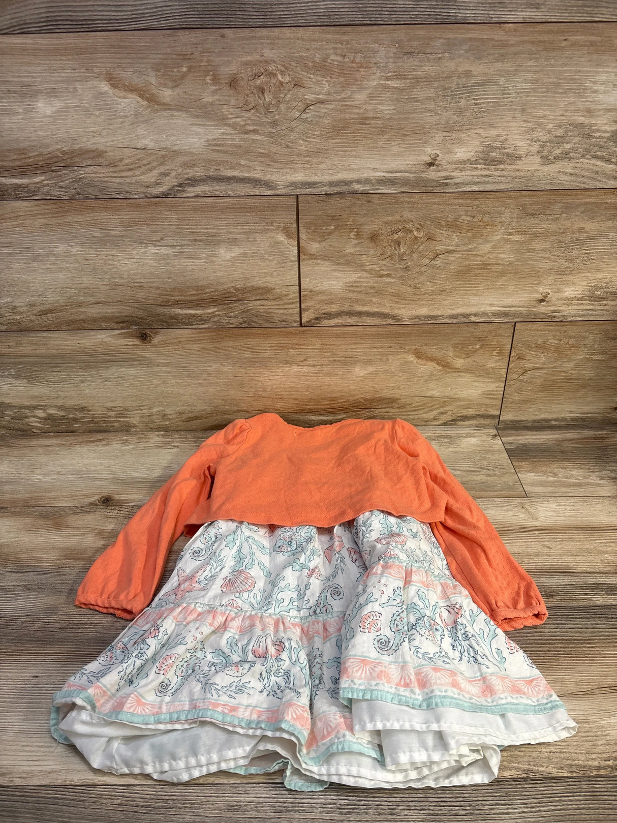 Tommy Bahama 2pc Sleeveless Sea Animal Dress & Knit Cardigan Coral sz 5T