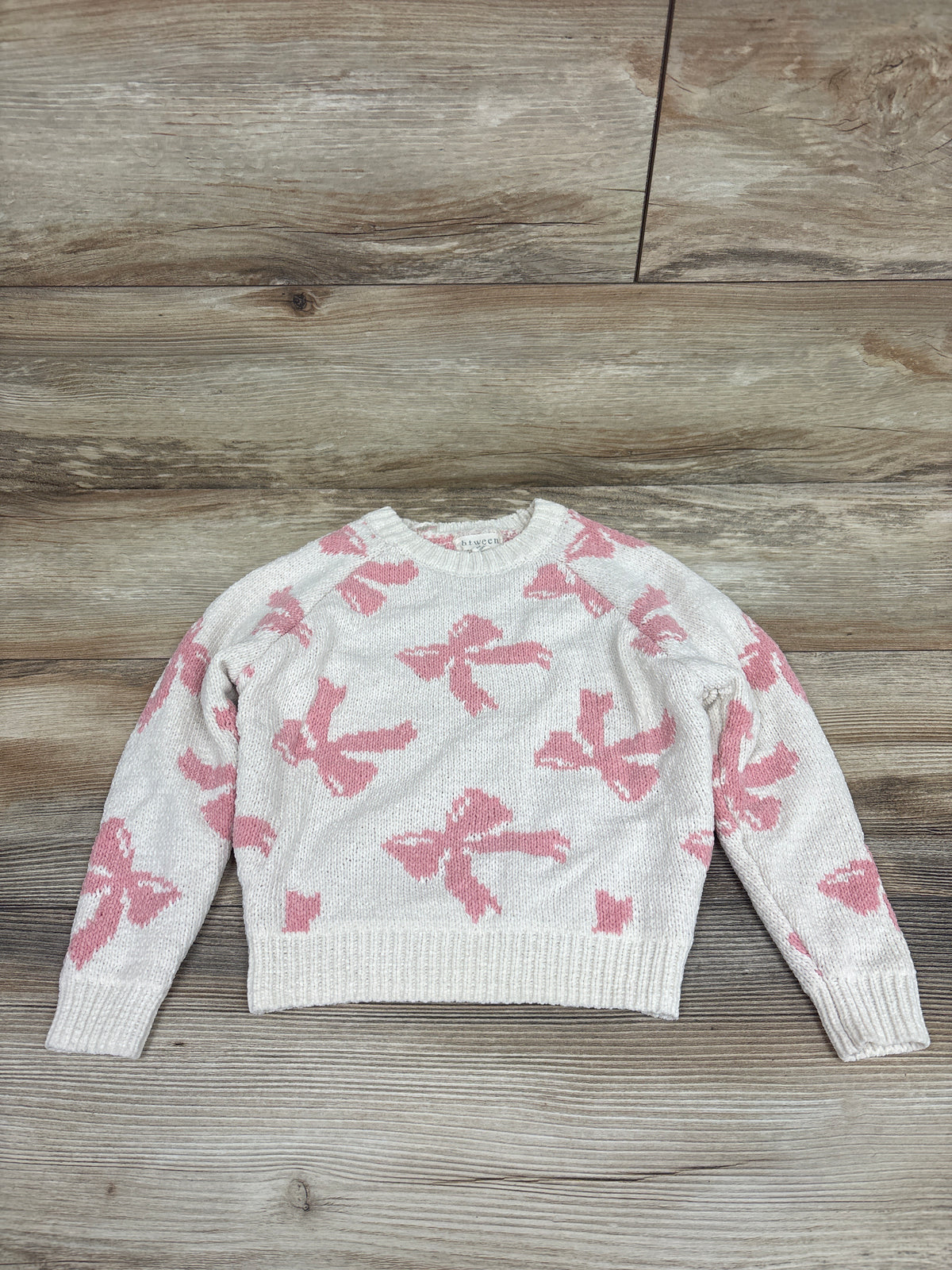 Btween Knit Bow Print Sweater Cream sz 3T