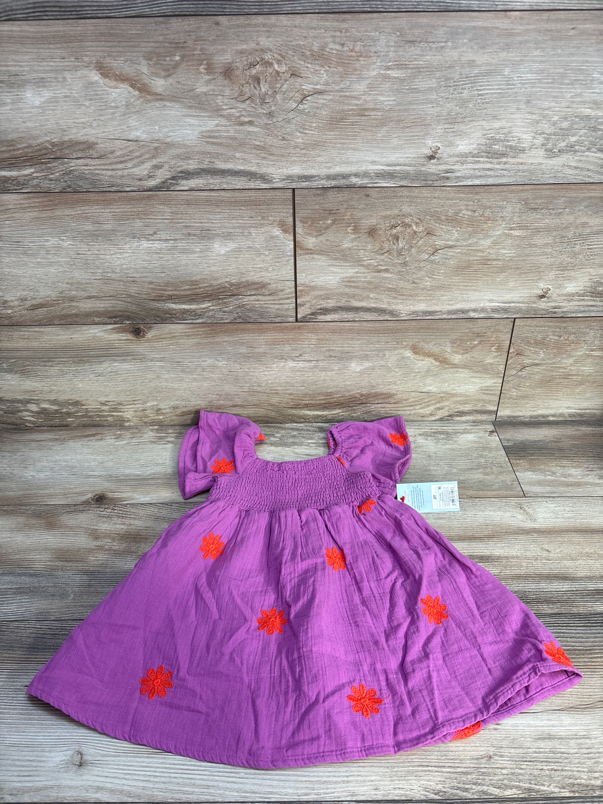 NEW Cat & Jack Floral Embroidered Short Sleeve Dress Purple sz 2T