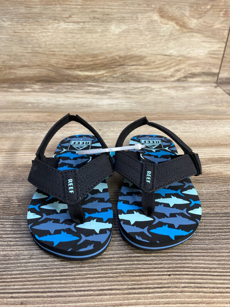NEW Reef Little Uni Flip Flops in Blue Sharks sz 8c - Me n Mommy To Be